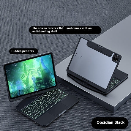 360° Klawiatura Bluetooth z Trackpadem do iPada – Obrotowa, Transparentna Obudowa