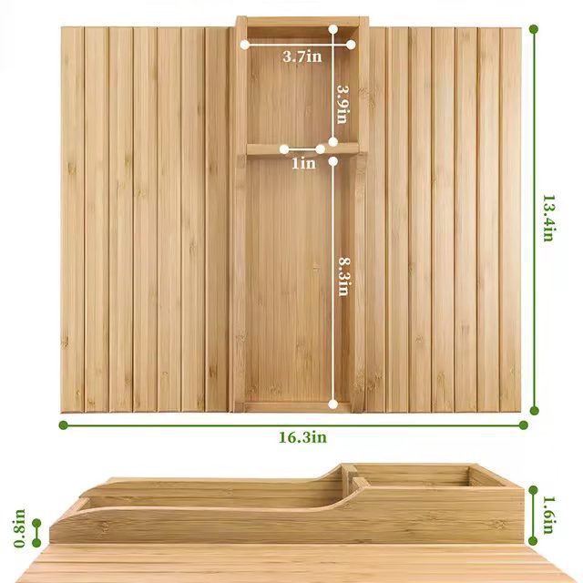 Nowoczesna minimalistyczna taca bambusowa na sofę