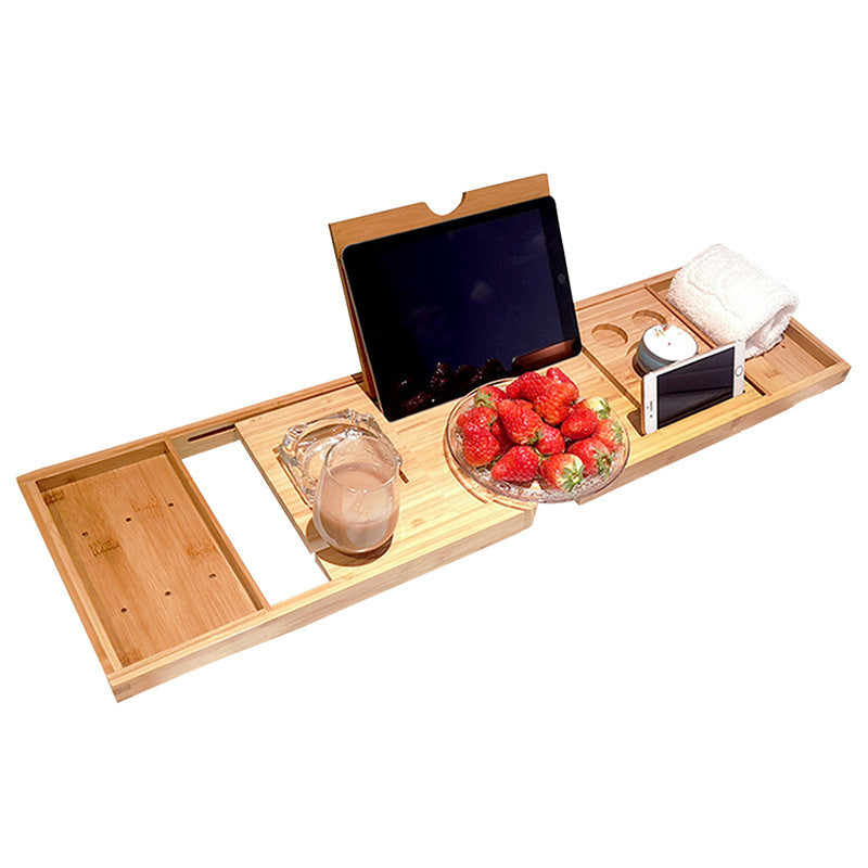 Bambusowa półka na wannę – rozsuwana, na książkę, tablet, kieliszek